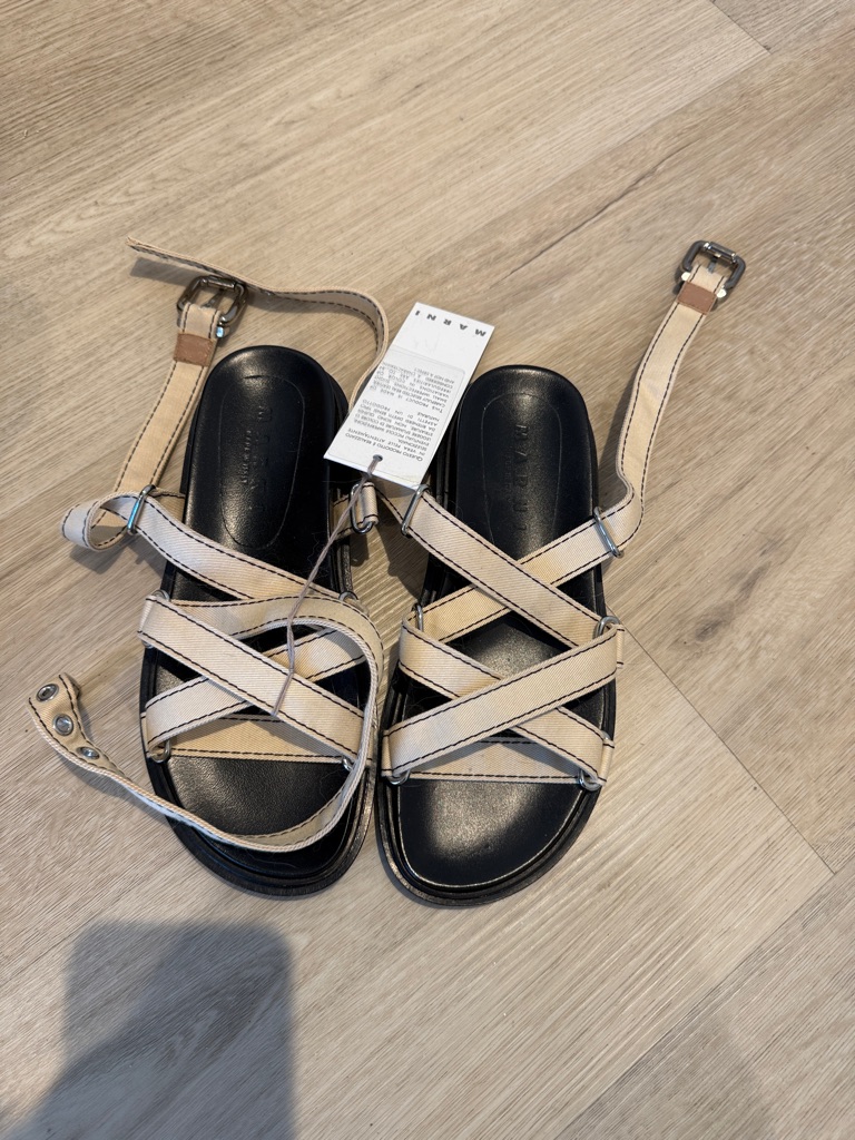 Marni Strappy Ankle Buckle Sandals - Beige